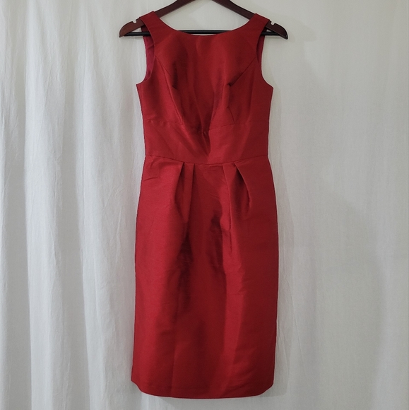 ALFRED SUNG Sleeveless Scoop Neck Midi Dress W/ Back Bow & Semi Open Back in Red - Picture 2 of 5